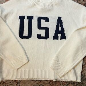 NWT ❤️💙 Wishlist Cream Crew Neck Sweater USA Design
